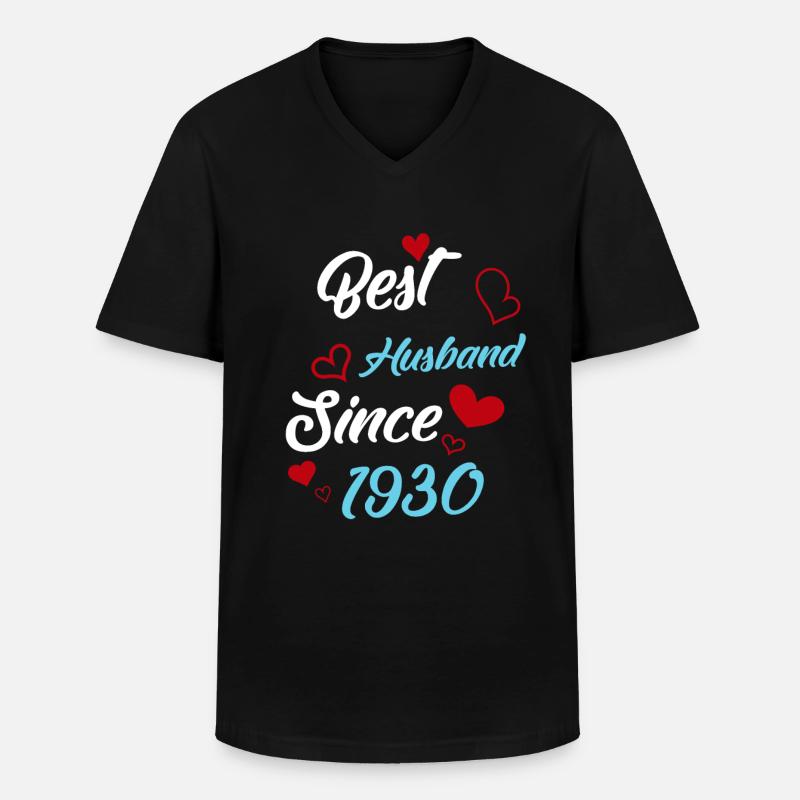 Bester Ehemann seit 1930 Hochzeit - Männer-T-Shirt mit V-Ausschnitt - Schwarz