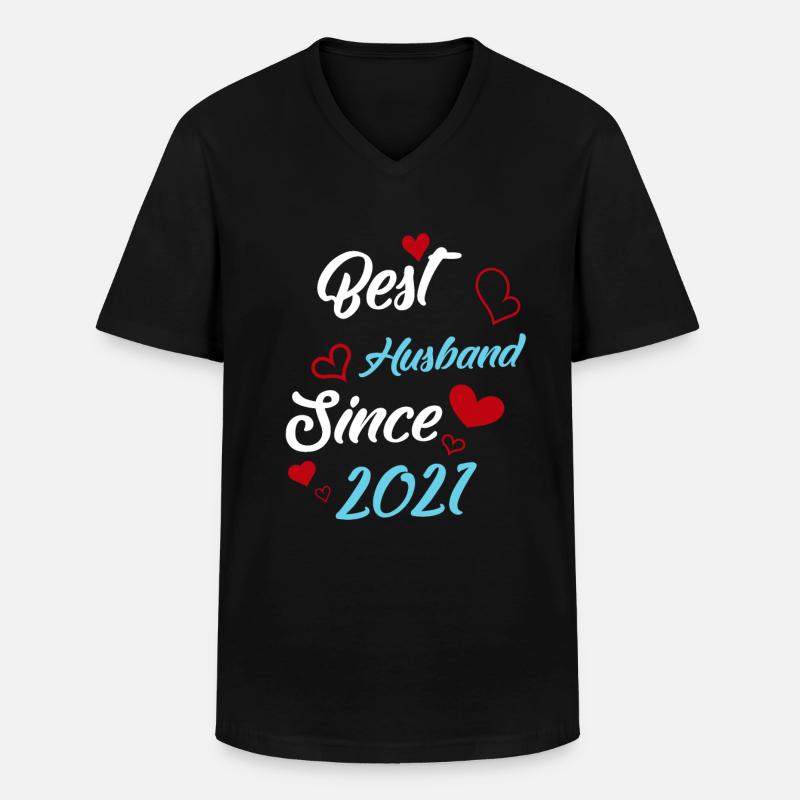 Bester Ehemann seit 2021 Hochzeit - Männer-T-Shirt mit V-Ausschnitt - Schwarz