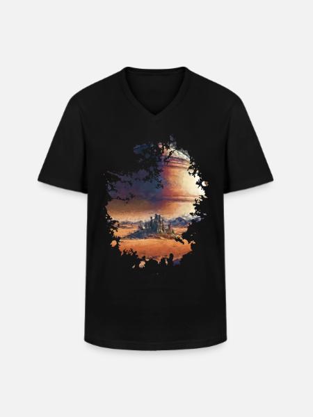 Planet - Männer-T-Shirt mit V-Ausschnitt - Schwarz