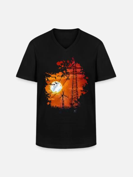 Sonnenuntergang - Männer-T-Shirt mit V-Ausschnitt - Schwarz