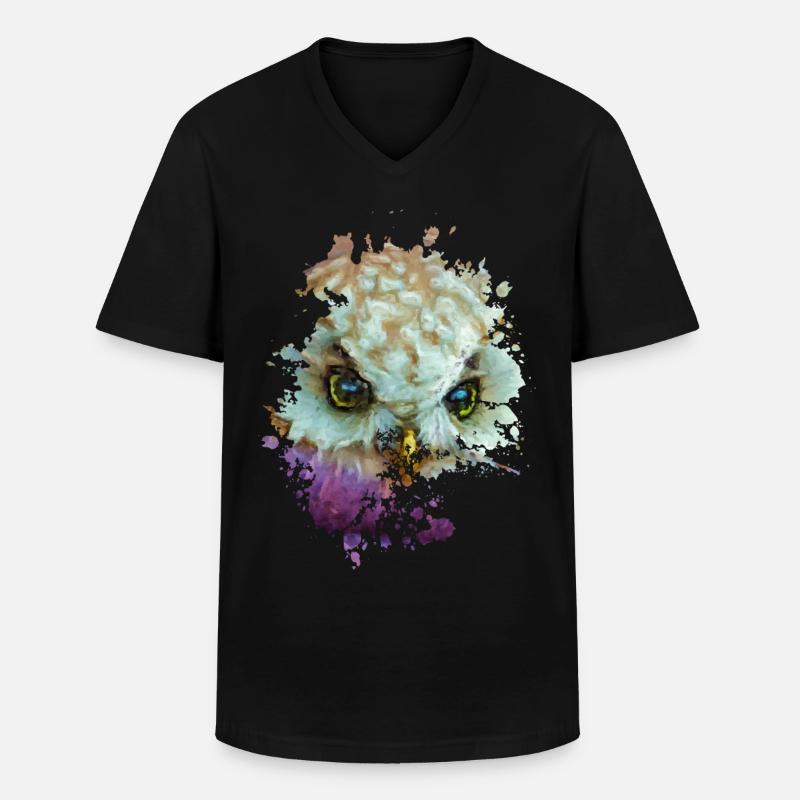 Eule - Männer-T-Shirt mit V-Ausschnitt - Schwarz