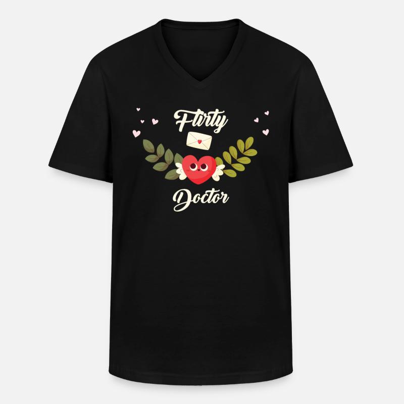 Flirty Doktor - Männer-T-Shirt mit V-Ausschnitt - Schwarz
