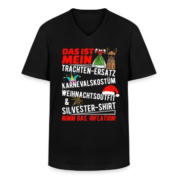 Trachten Ersatz Nimm Das Inflation Trachtenshirt - Männer-T-Shirt mit V-Ausschnitt - Schwarz - Vorne - AI Model Male 178 dark (178cm)