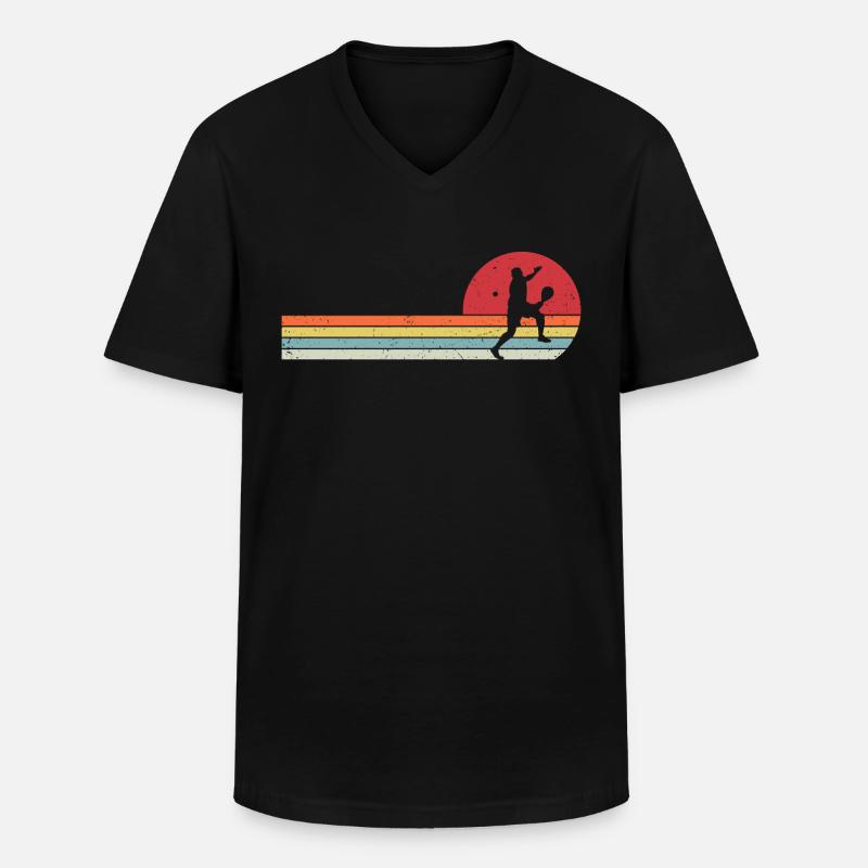 Retro Padel - Männer-T-Shirt mit V-Ausschnitt - Schwarz