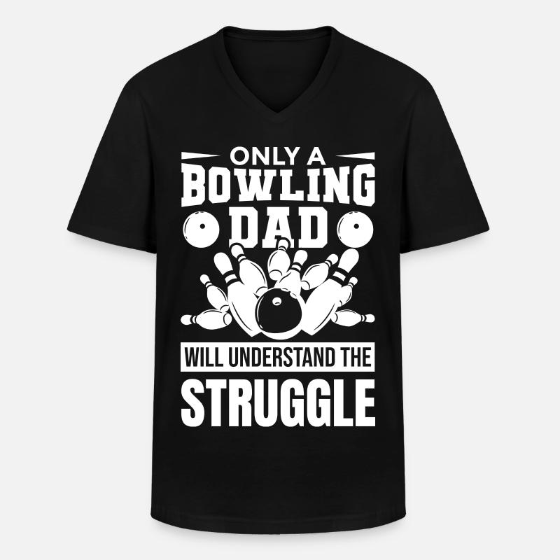 Bowling Papa - Männer-T-Shirt mit V-Ausschnitt - Schwarz