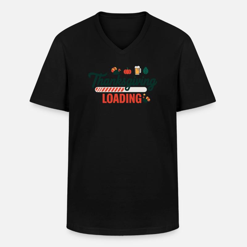 Thanksgiving Loading Erntedankfest Ladebalken - Männer-T-Shirt mit V-Ausschnitt - Schwarz