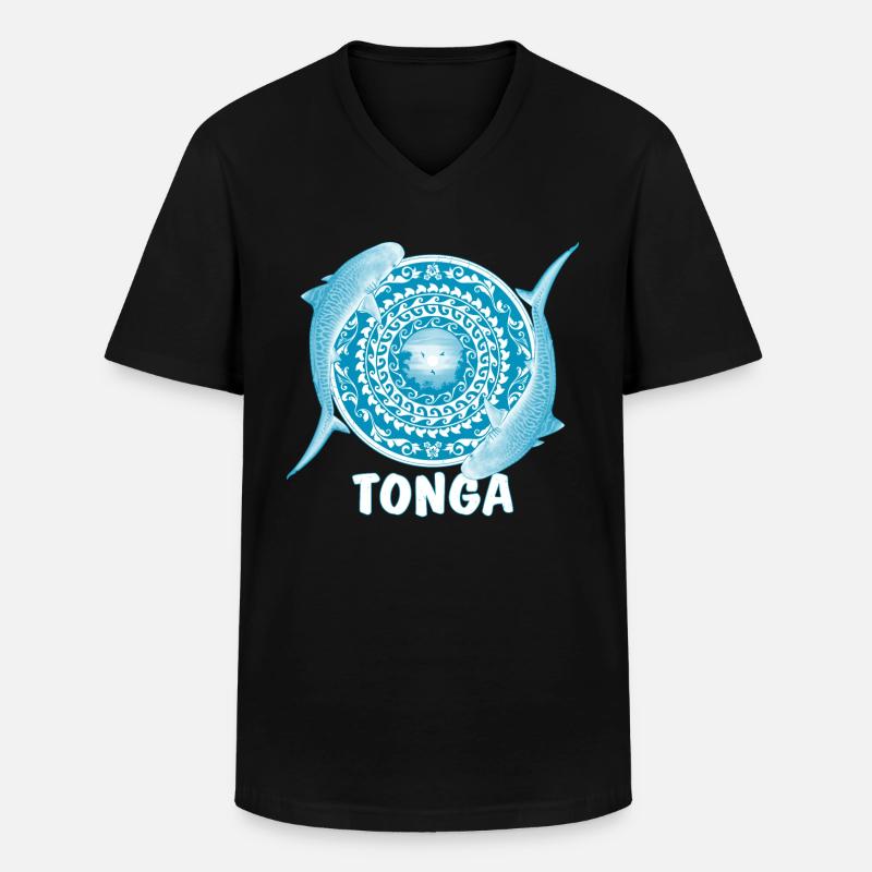 Tonga Tigerhai - Männer-T-Shirt mit V-Ausschnitt - Schwarz