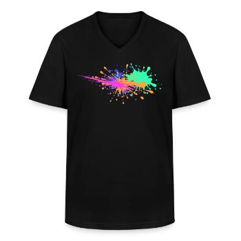 Farbkleckse Design außergewöhnlich - Männer-T-Shirt mit V-Ausschnitt - Schwarz - Vorne - AI Model Male 178 dark (178cm)