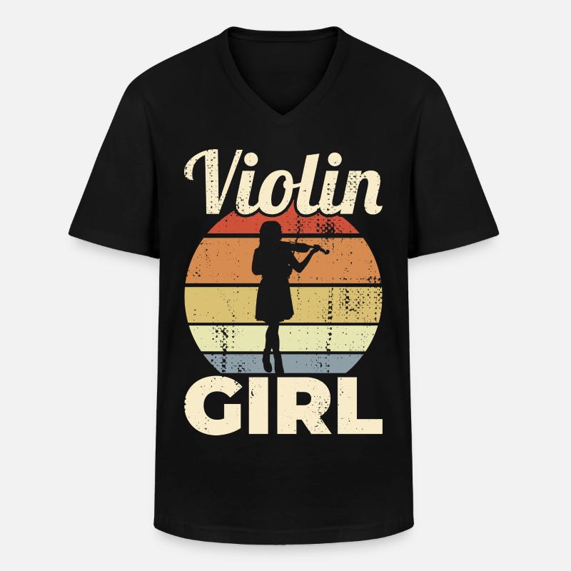 Geigerin Mädchen - Männer-T-Shirt mit V-Ausschnitt - Schwarz