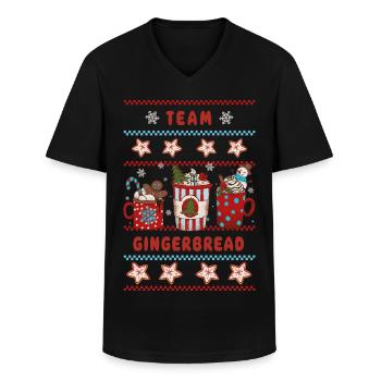 Team Gingerbread - Männer-T-Shirt mit V-Ausschnitt - Schwarz - Vorne - AI Model Male 178 dark (178cm)