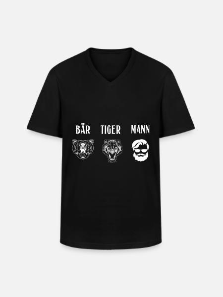 Bär Tiger Mann Bärtiger Mann - Männer-T-Shirt mit V-Ausschnitt - Schwarz