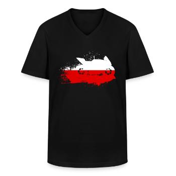 Moto Sport motor polonais Drapeau - T-shirt col V Homme - noir - Devant - AI Model Male 178 dark (178cm)