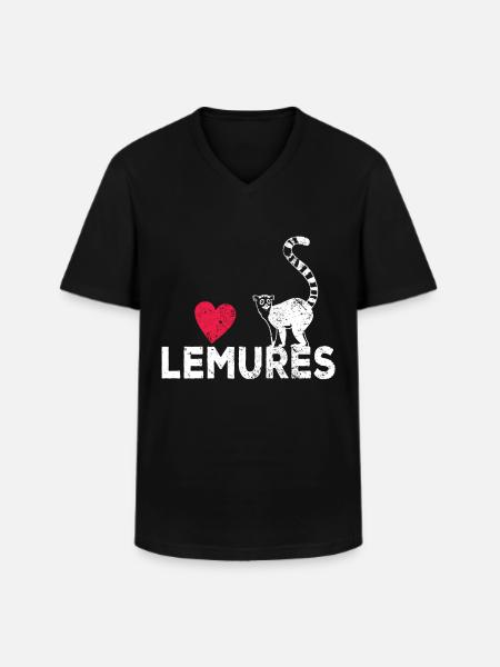 Lemur Tier - Männer-T-Shirt mit V-Ausschnitt - Schwarz