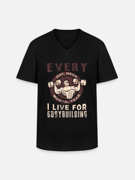 Bodybuilding - Männer-T-Shirt mit V-Ausschnitt - Schwarz