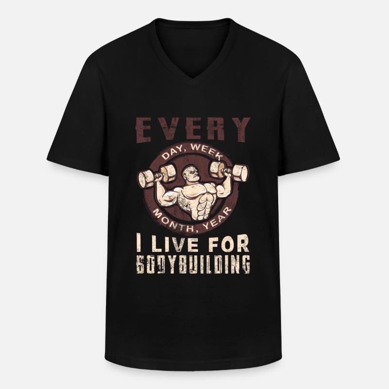 Bodybuilding - Männer-T-Shirt mit V-Ausschnitt - Schwarz