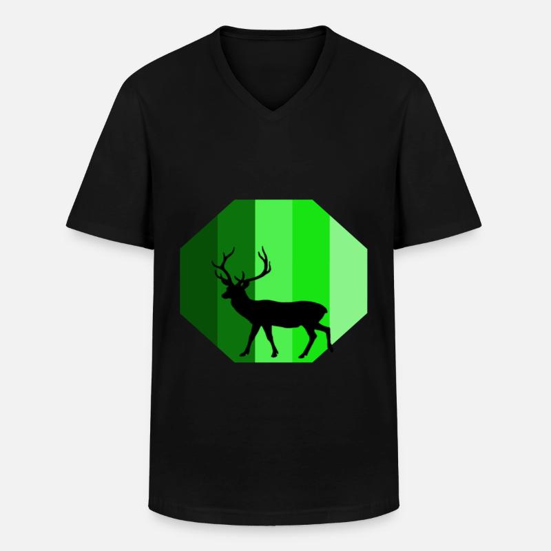 Hirsch - Männer-T-Shirt mit V-Ausschnitt - Schwarz