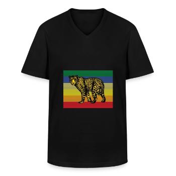 Leopard - Männer-T-Shirt mit V-Ausschnitt - Schwarz - Vorne - AI Model Male 178 dark (178cm)