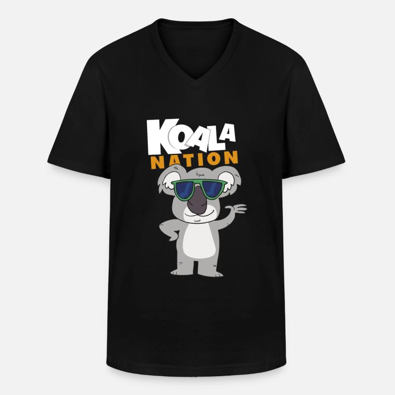 koala - T-shirt col V Homme - noir