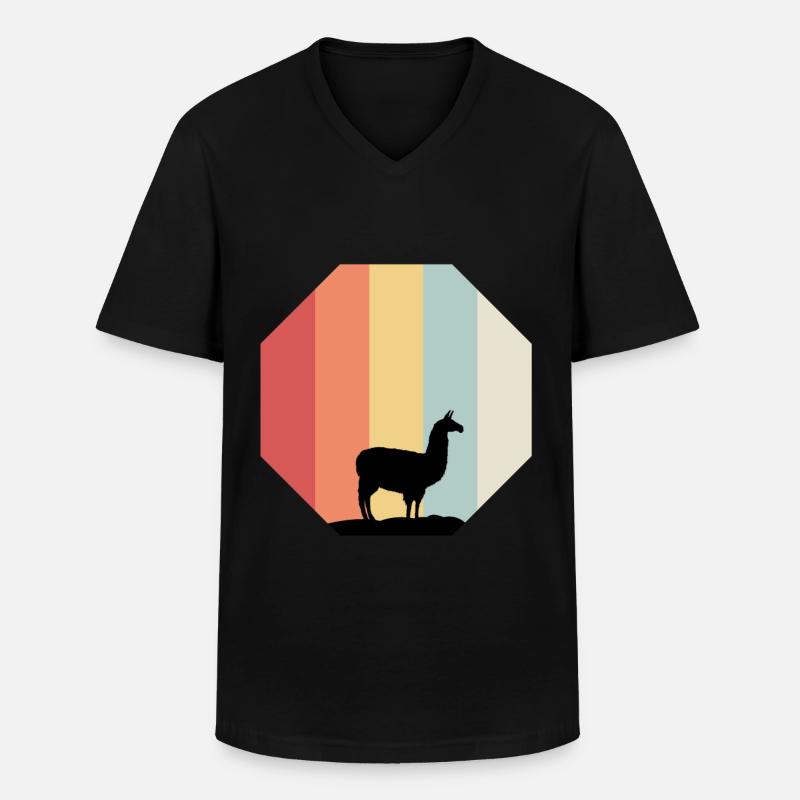 Alpaka - Männer-T-Shirt mit V-Ausschnitt - Schwarz