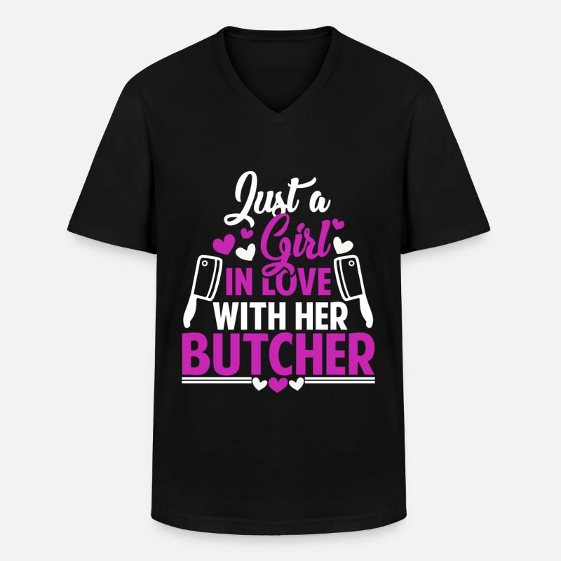 Metzger - Männer-T-Shirt mit V-Ausschnitt - Schwarz