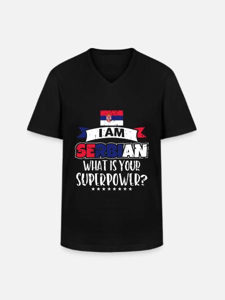 Serbien - Männer-T-Shirt mit V-Ausschnitt - Schwarz