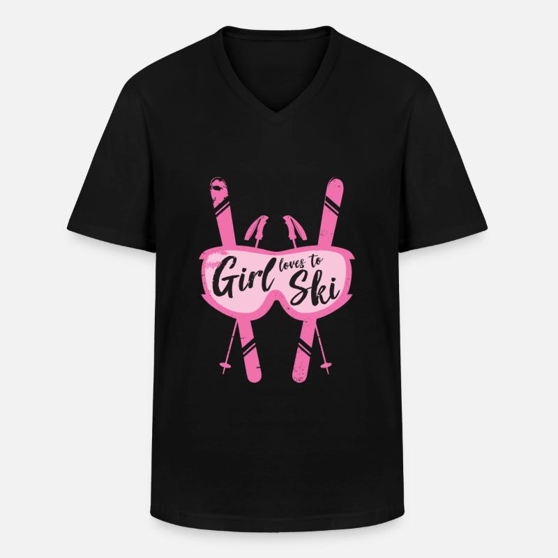 Ski - Männer-T-Shirt mit V-Ausschnitt - Schwarz