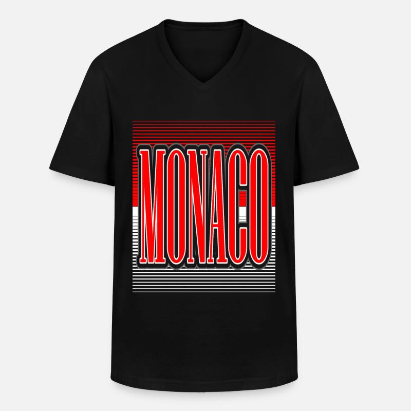 monaco - Männer-T-Shirt mit V-Ausschnitt - Schwarz