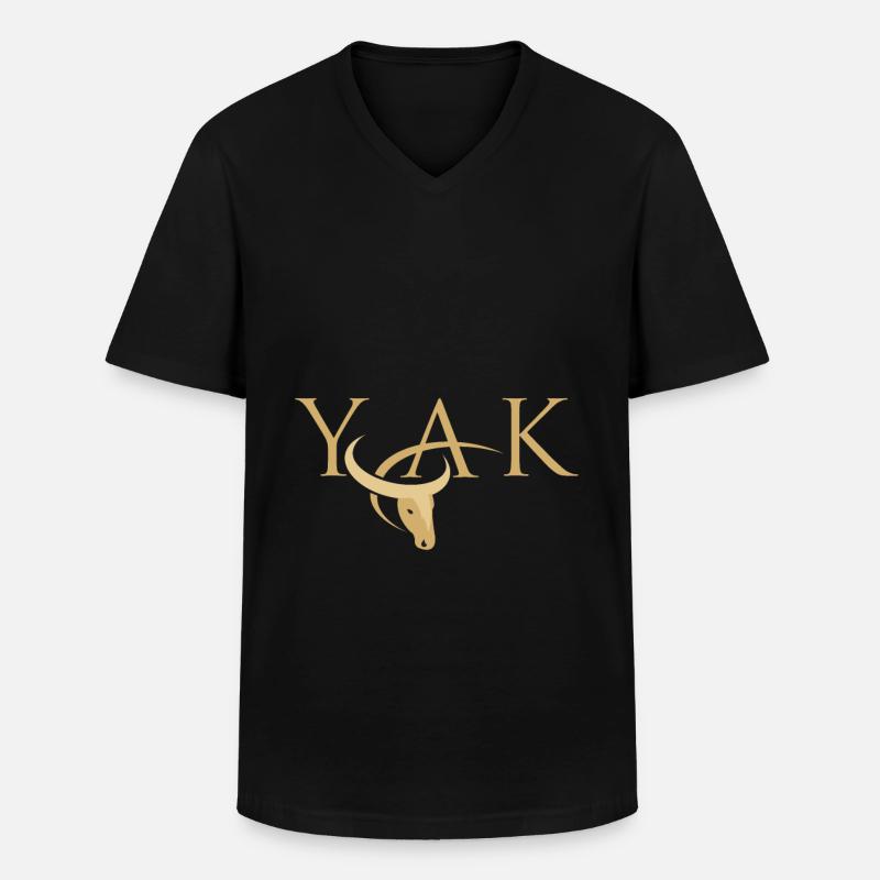 Yak - Männer-T-Shirt mit V-Ausschnitt - Schwarz