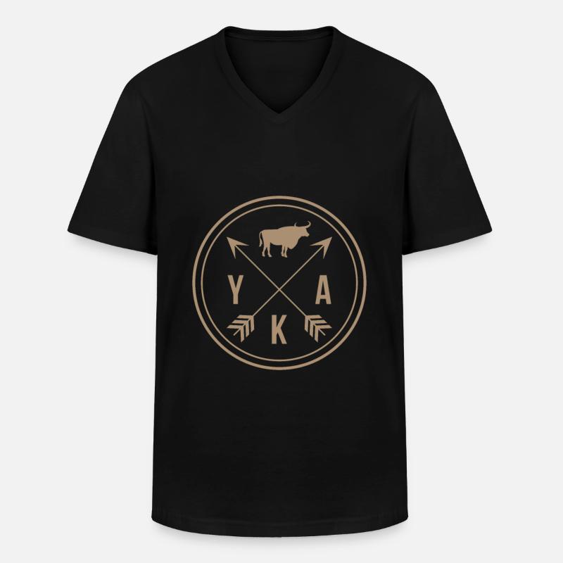 Yak - Männer-T-Shirt mit V-Ausschnitt - Schwarz