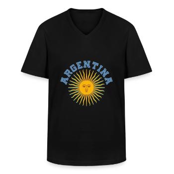 Argentine - T-shirt col V Homme - noir - Devant - AI Model Male 178 dark (178cm)