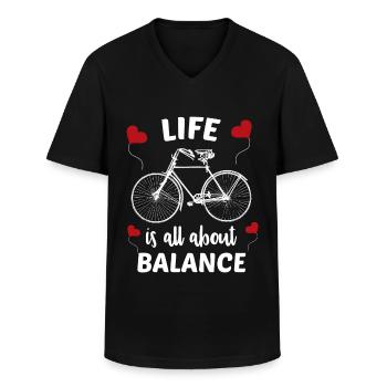 Fahrrad Cykel - Klassisk herre T-shirt med V-udskæring - sort - Foran - AI Model Male 178 dark (178cm)