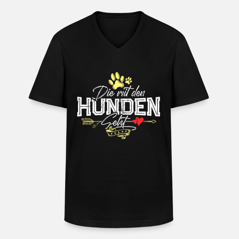 Die mit den Hunden geht - Männer-T-Shirt mit V-Ausschnitt - Schwarz
