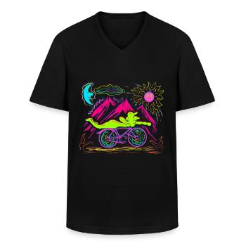 Bicycle Day 1943 LSD Acid Hofmann Trip Halluzinoge - Männer-T-Shirt mit V-Ausschnitt - Schwarz - Vorne - AI Model Male 178 dark (178cm)