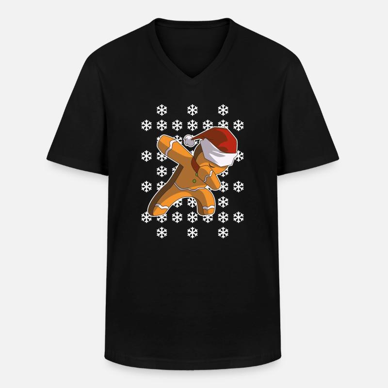 Lebkuchenmann Dab Weihnachten - Männer-T-Shirt mit V-Ausschnitt - Schwarz