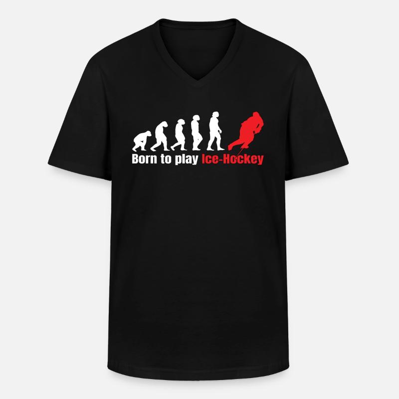 Evolution hockey sur glace - T-shirt col V Homme - noir