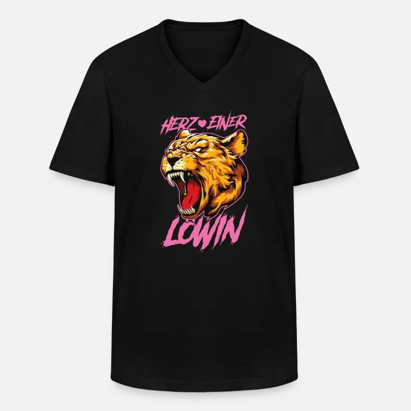 Herz einer Löwin - Männer-T-Shirt mit V-Ausschnitt - Schwarz