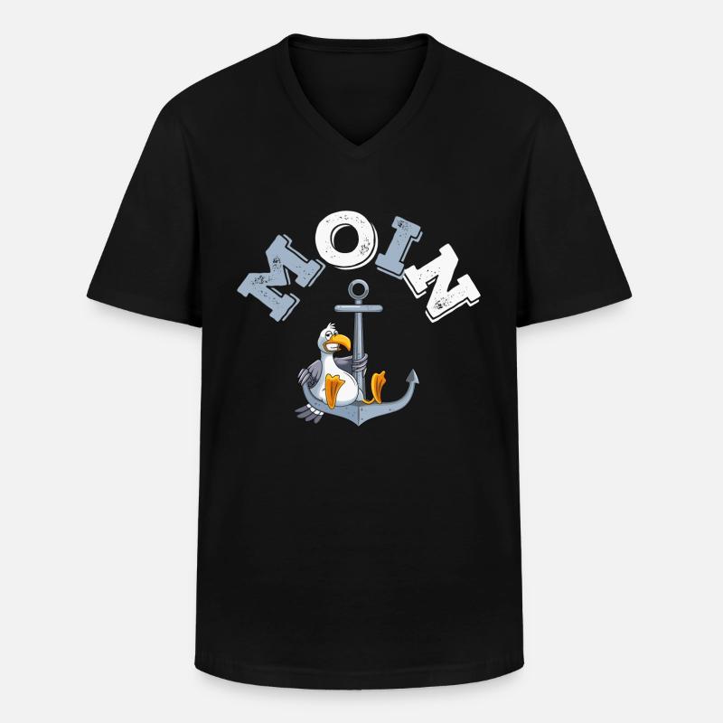 anker möwe moin comic - Männer-T-Shirt mit V-Ausschnitt - Schwarz