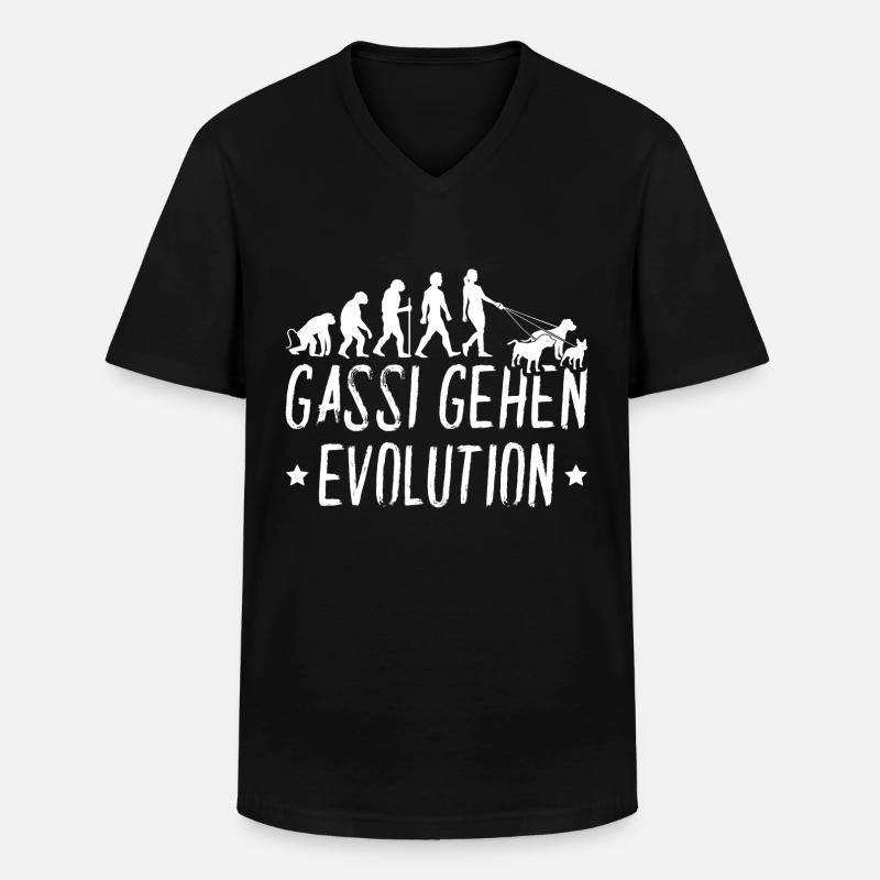 Gassi Gehen Evolution Hunde - Männer-T-Shirt mit V-Ausschnitt - Schwarz