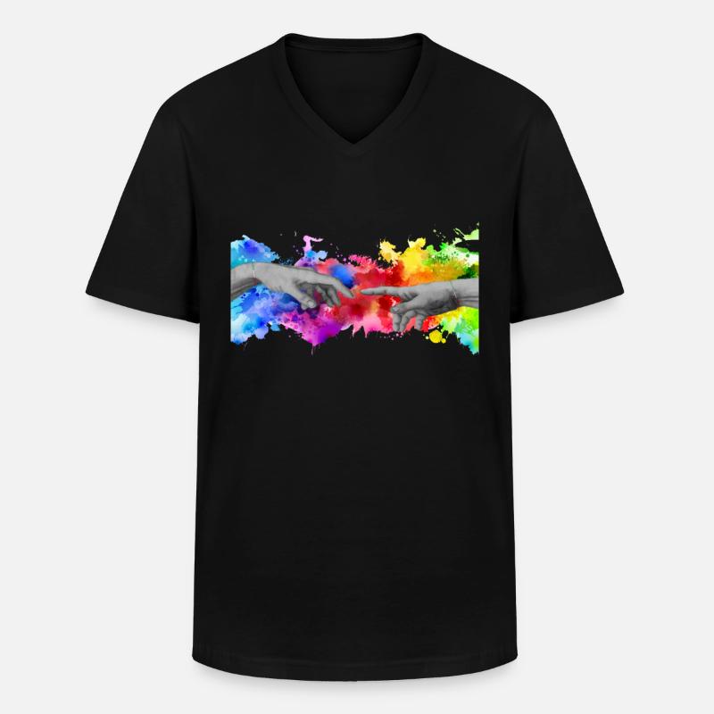 Michi Mode Trend Style Cool - Männer-T-Shirt mit V-Ausschnitt - Schwarz