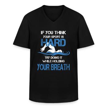 Swimming funny swim Design - Männer-T-Shirt mit V-Ausschnitt - Schwarz - Vorne - AI Model Male 178 dark (178cm)
