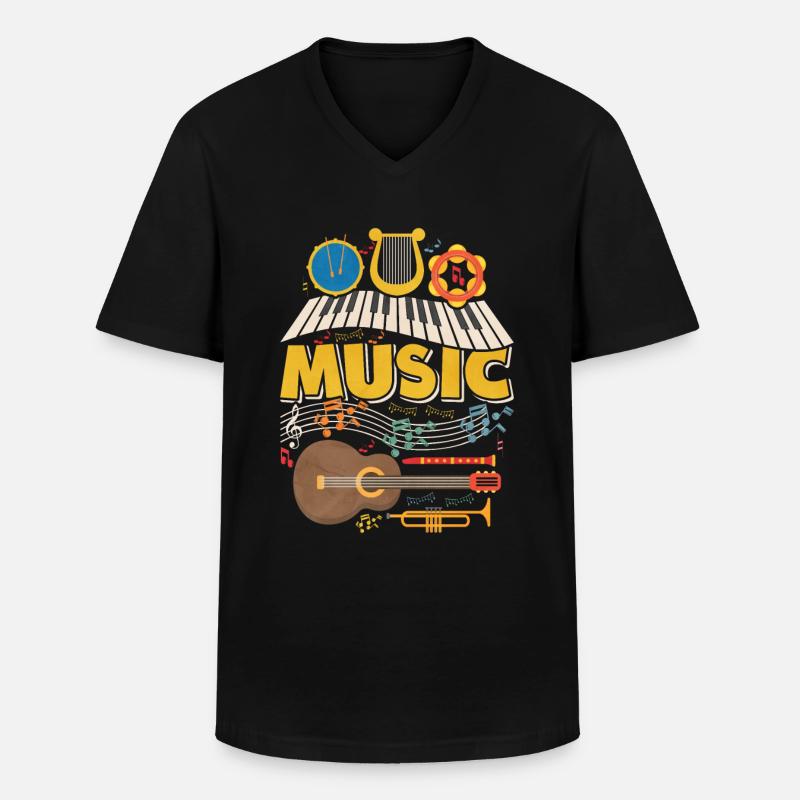 Geschenk musik musikinstrumente - Männer-T-Shirt mit V-Ausschnitt - Schwarz