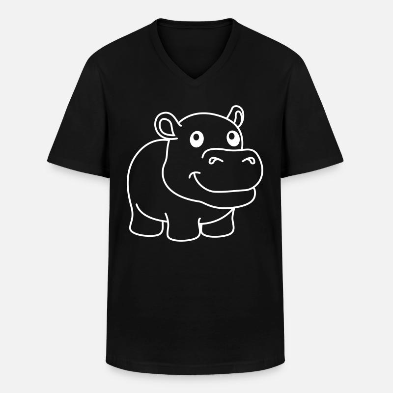 Nilpferd Comic Tier - Männer-T-Shirt mit V-Ausschnitt - Schwarz