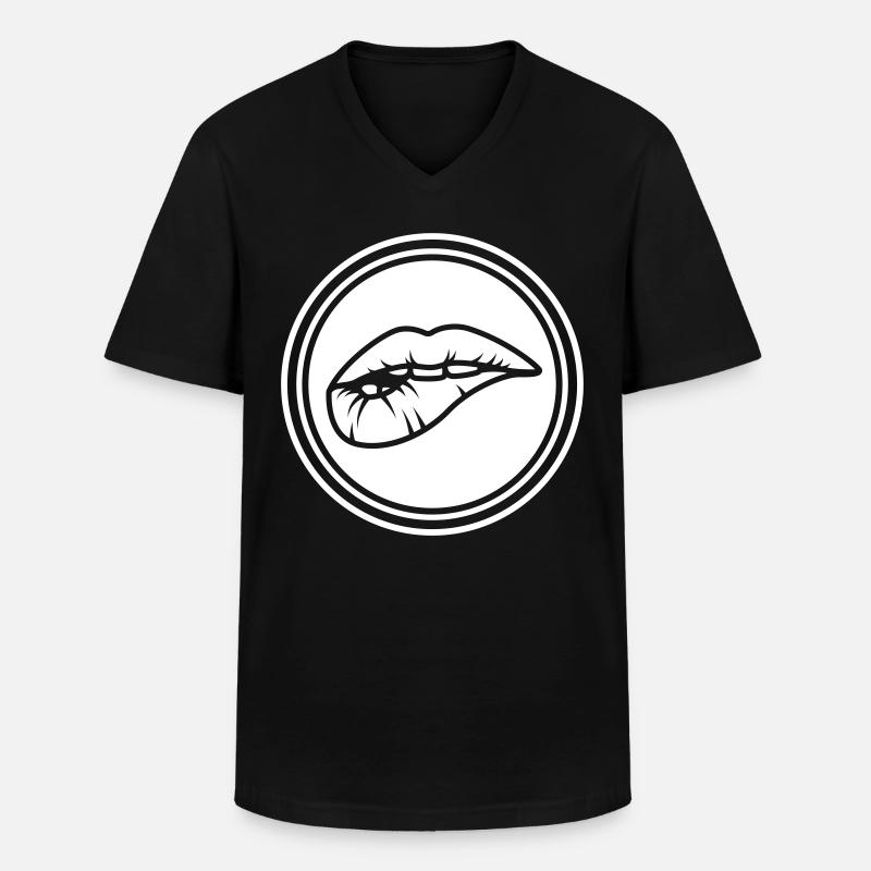 Lippen - Männer-T-Shirt mit V-Ausschnitt - Schwarz