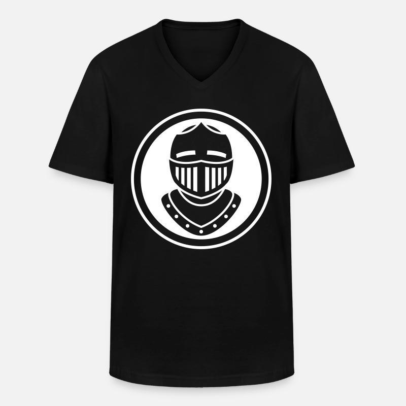 Ritter Helm - Männer-T-Shirt mit V-Ausschnitt - Schwarz