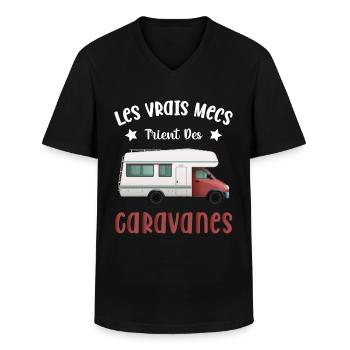Les Vrais Mecs Trient Des Caravanes - T-shirt col V Homme - noir - Devant - AI Model Male 178 dark (178cm)