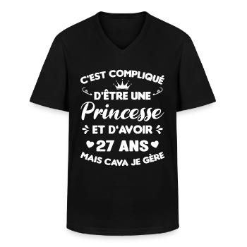 Princesse 27 Ans Anniversaire Idée Cadeau Pink Âge - T-shirt col V Homme - noir - Devant - AI Model Male 178 dark (178cm)