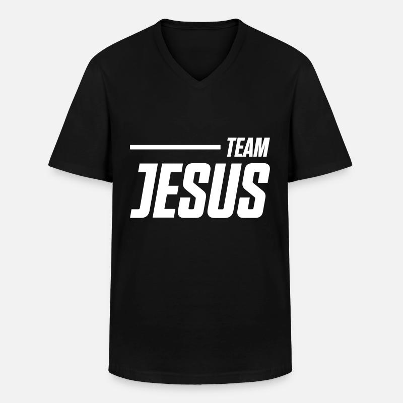 Team Jesus - Männer-T-Shirt mit V-Ausschnitt - Schwarz