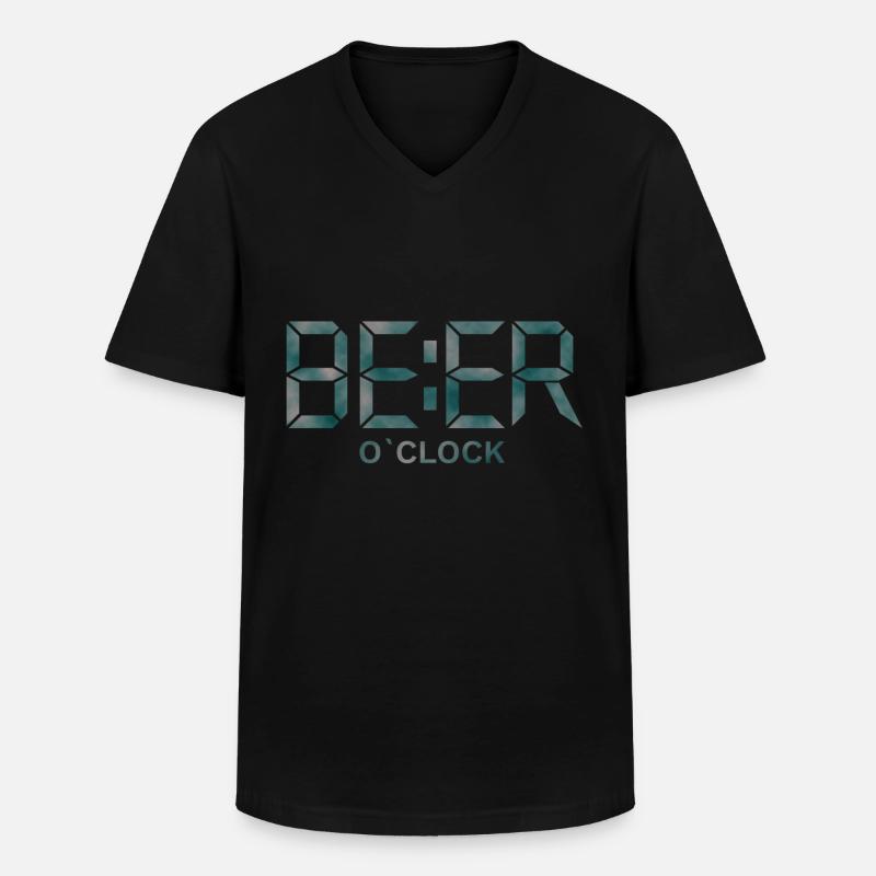 Bier-Uhr - Männer-T-Shirt mit V-Ausschnitt - Schwarz