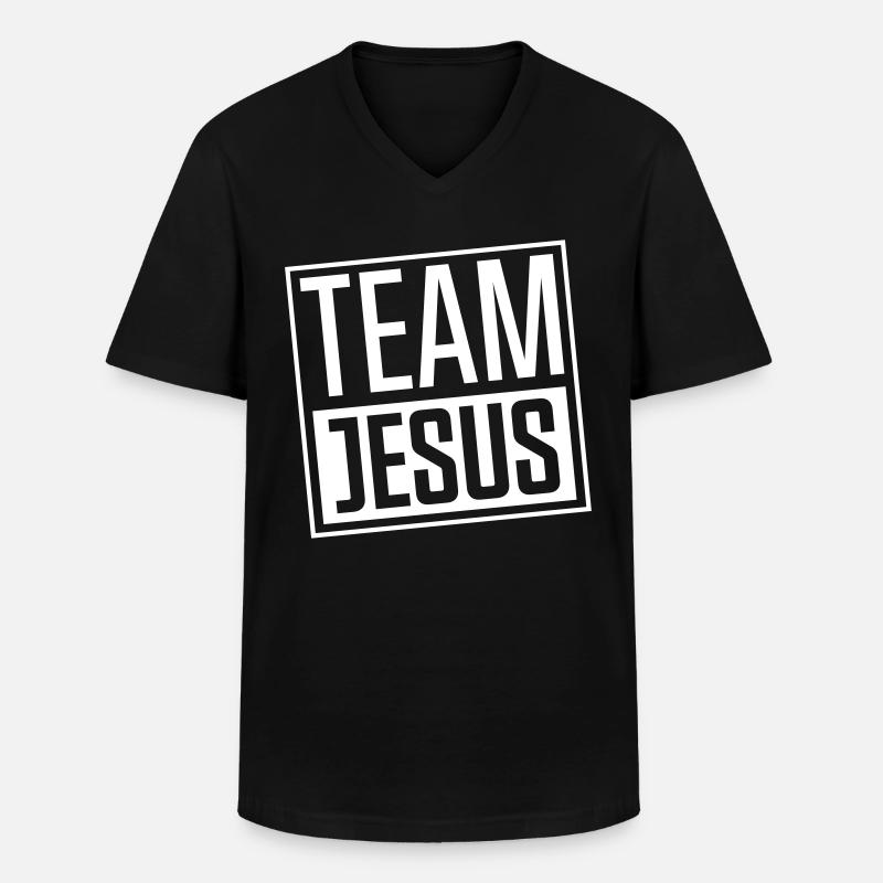 team jesus - Männer-T-Shirt mit V-Ausschnitt - Schwarz