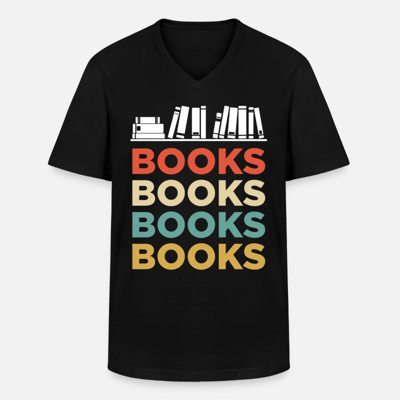 Bücher Buch Books Buchwurm - Männer-T-Shirt mit V-Ausschnitt - Schwarz